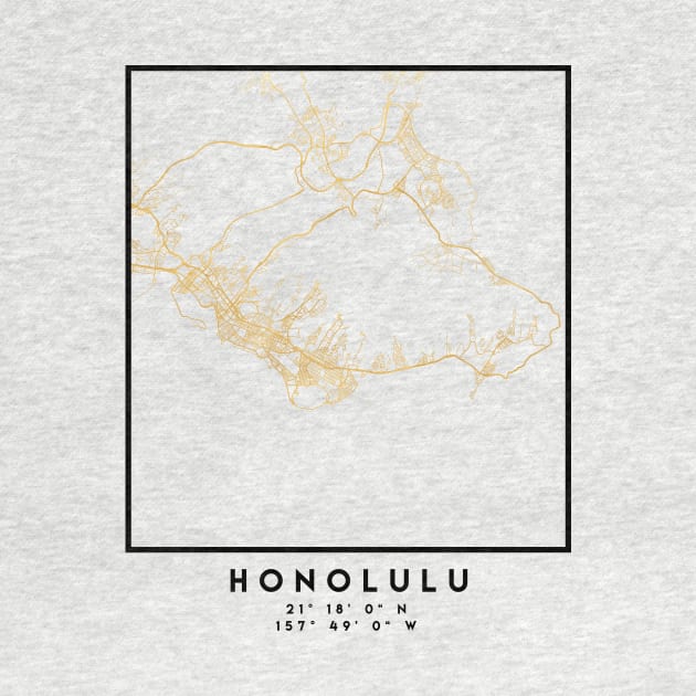 HONOLULU HAWAII CITY STREET MAP ART by deificusArt